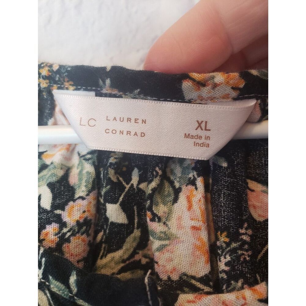 LC LAUREN CONRAD Victorian Floral Balloon Sleeve Button Down Blouse XL - Picture 4 of 7